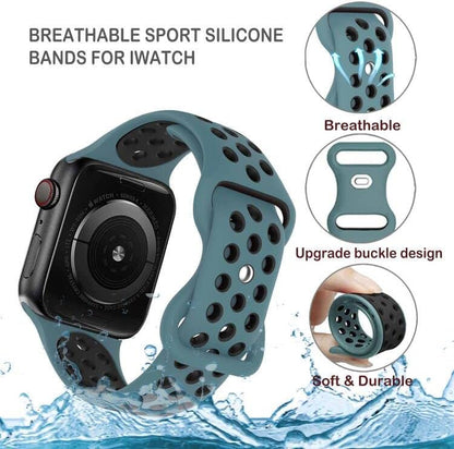 Compatible with Apple Watch Band 44Mm 45Mm 46Mm 49Mm 42Mm 41Mm 40Mm 38Mm Men Women, Breathable Silicone Sport Wristband Strap for Iwatch Bands Series 10/9/8/7/6/5/4/3/2/1/Se/Ultra