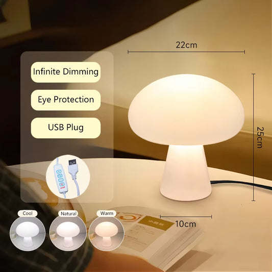 Mushroom LED Table Lamp Infinitely Dimmable Light Adjustable Color Temperature Brightness Bedroom Study Room Home Decor Led Lamp