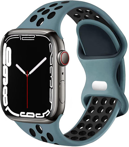 Compatible with Apple Watch Band 44Mm 45Mm 46Mm 49Mm 42Mm 41Mm 40Mm 38Mm Men Women, Breathable Silicone Sport Wristband Strap for Iwatch Bands Series 10/9/8/7/6/5/4/3/2/1/Se/Ultra