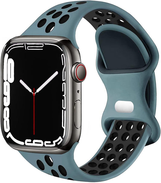 Compatible with Apple Watch Band 44Mm 45Mm 46Mm 49Mm 42Mm 41Mm 40Mm 38Mm Men Women, Breathable Silicone Sport Wristband Strap for Iwatch Bands Series 10/9/8/7/6/5/4/3/2/1/Se/Ultra
