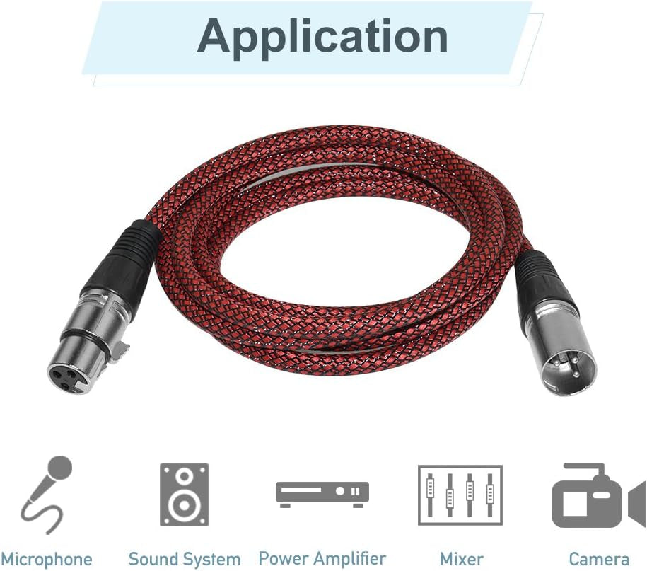 XLR Cable 6Ft 2Pack Male to Female, Microphone XLR Cable 3 Pin Nylon Braided Balanced XLR Cable Mic DMX Cable Patch Cords with Oxygen-Free Copper Conductors